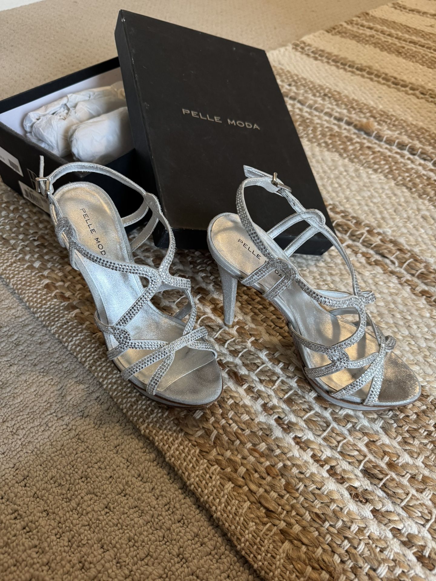 Pelle Moda FARAH EVENING SANDAL SILVER LEATHER