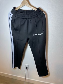 Authentic Palm Angels Black Track Pants Side Stripe Logo Sweatpants Slim Fit size L