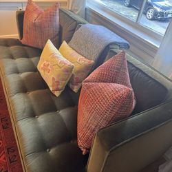 Room and Board 75” Velvet Dark Green Couch
