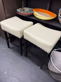 Cream Leather Bar Stools