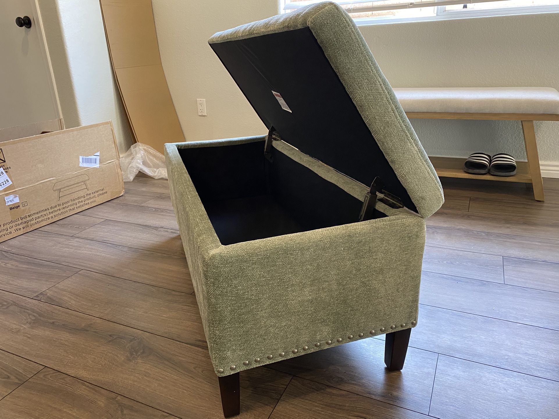 Sage Green Storage Ottoman For Sale