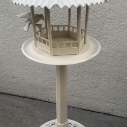 Cream Color Cast Iron Bird Feeder - 14x16x40” 