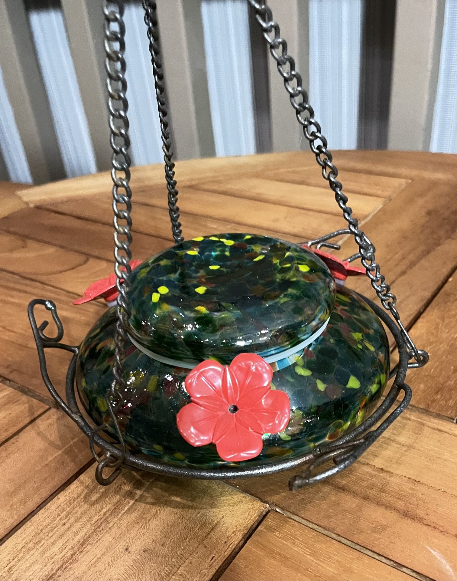 Beautiful Hummingbird Feeder, Hand-Blown Glass
