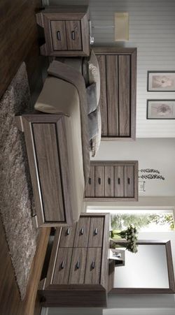 Farrow Grayish Brown Panel Bedroom Set (King Queen Size Bedroom set )