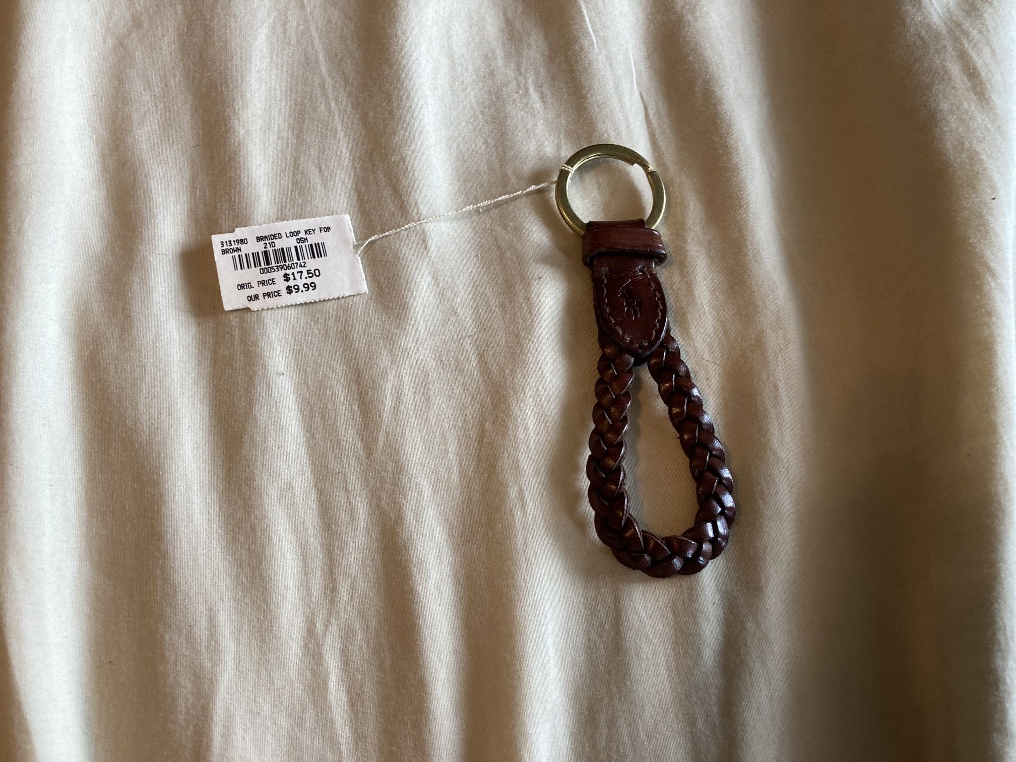 Polo RALPH LAUREN Key Chain FOB Brown Braided Leather