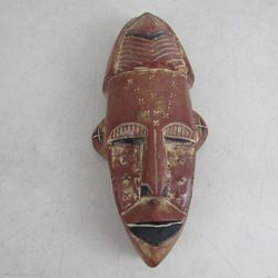 Vintage African Ghana Hand Carved Wooden Tribal Mask 13 5/8" Tall


