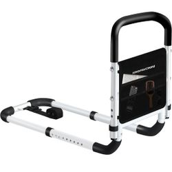 KingPavonini Bed Rails for Elderly Adults Safety - Adjustable Bed Cane with Non-Slip Ergonomic Handle and Storage Pocket, Bed Railings for Seniors Hol