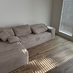 Beige L-Shaped Couch