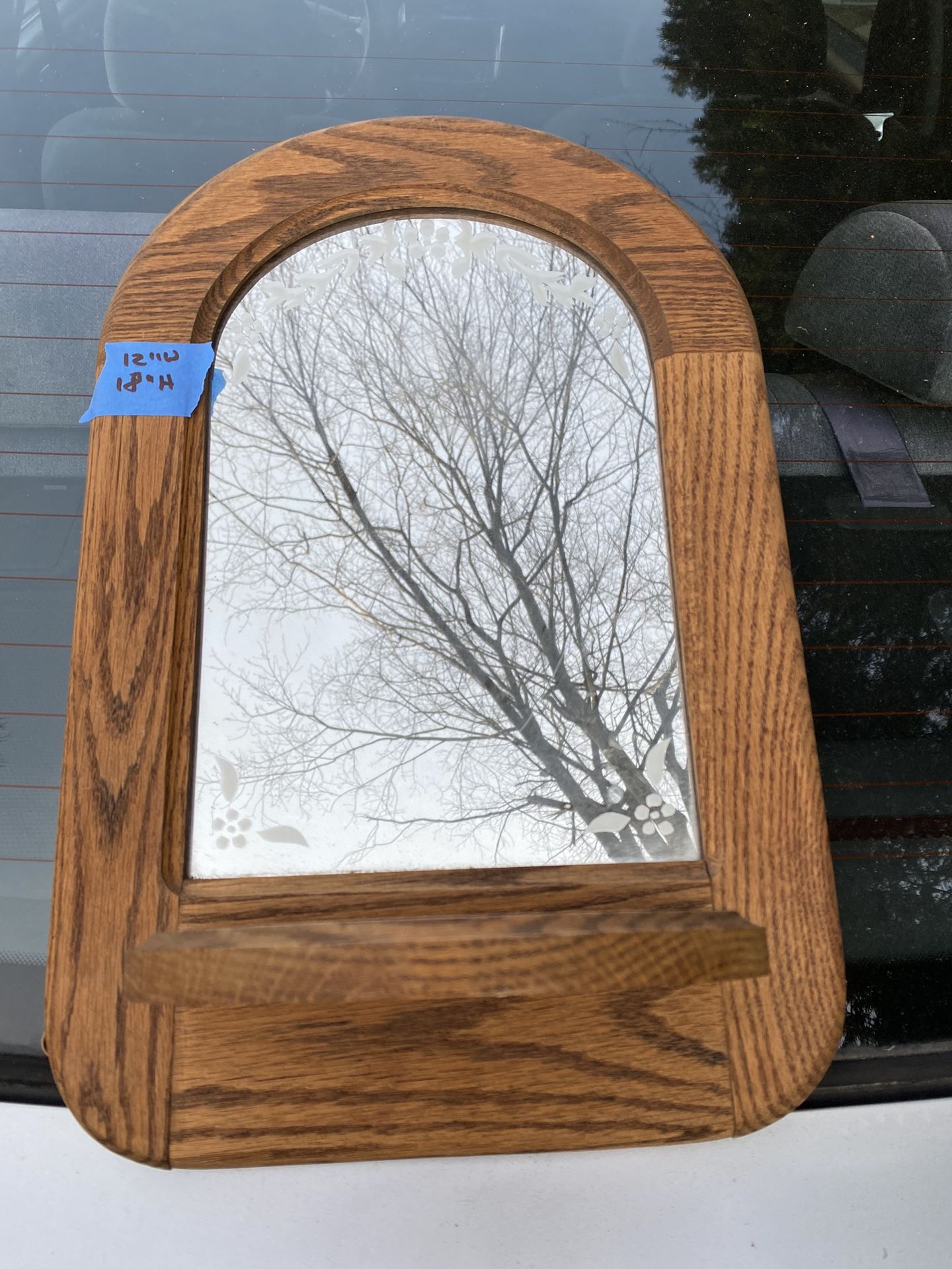 Small Vintage Wooden Wall Mirror