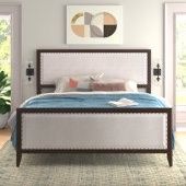 Akyng Nailhead Trim Solid Wood and Upholstered Platform Bed( King-Size)