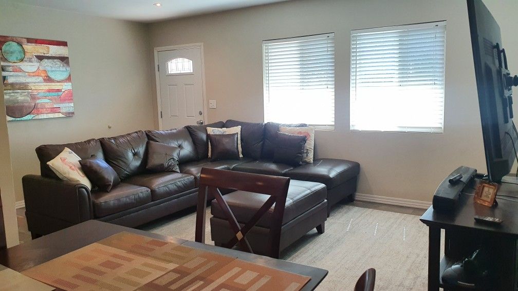Brown Leather Couch -real Leather