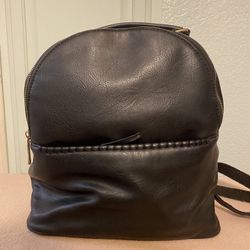 Black Mini Dome Backpack Vegan Leather, Great Condition