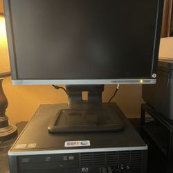 HP Compaq 8000 Elite With HP LA1905WG Monitor, Keyboard, Mouse, And Cords.