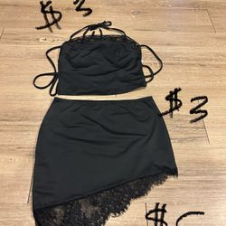 Lace Halter Top and Skirt Set