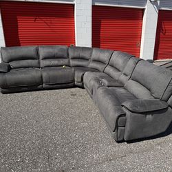 Ashleys furniture 6 piece grey electric reclining sectional couch ($3300 retail)
