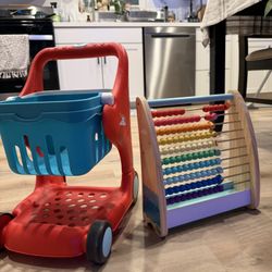 Toddler Shopping Cart + Wooden Abacus Toy