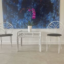 Stylish white Garden seating area- Set of 2 chairs with Cushions 🪑 🏝️