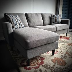 Gray Modern Reversible Sectional Sofa