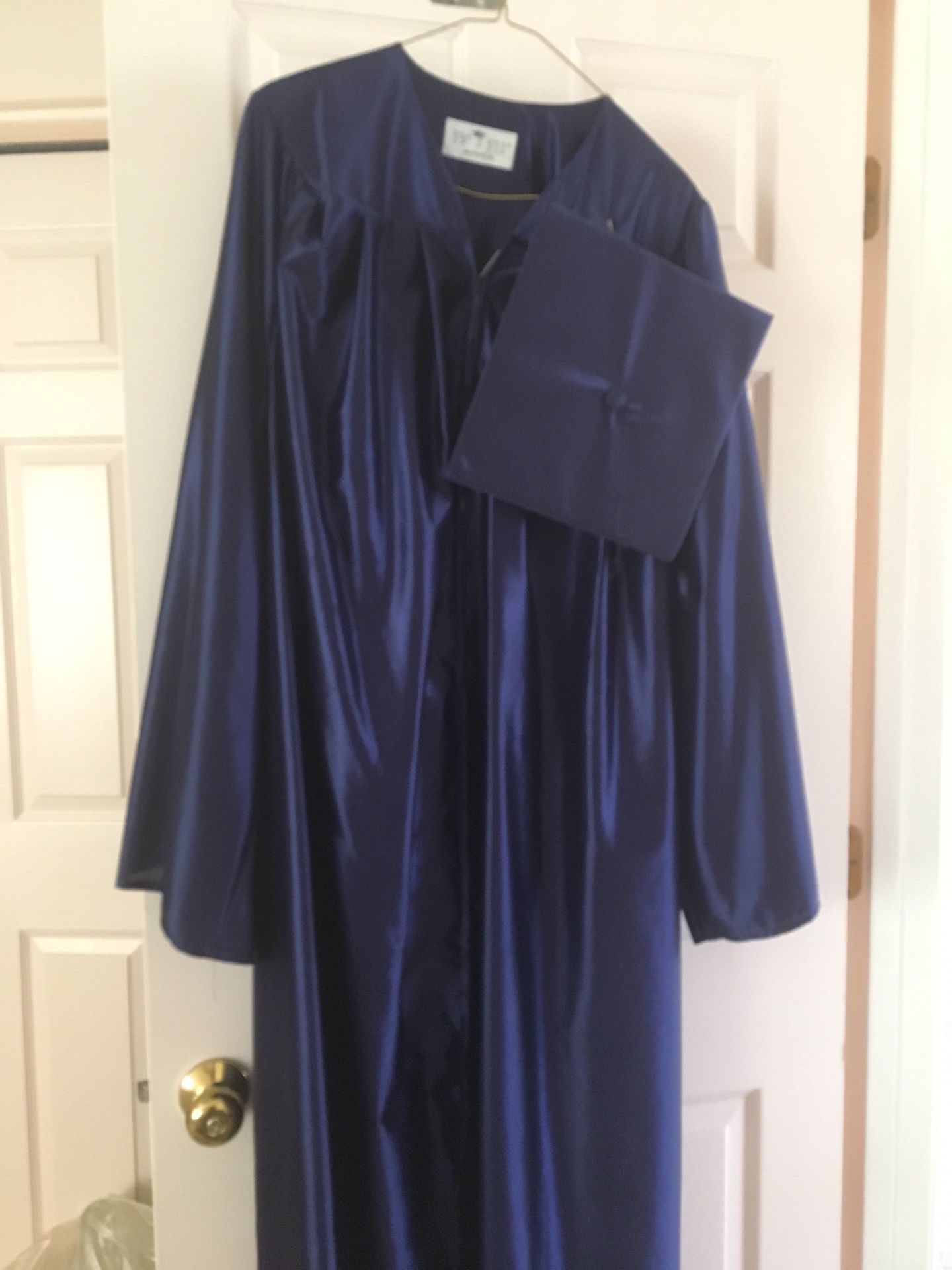 Blue graduation gown & cap