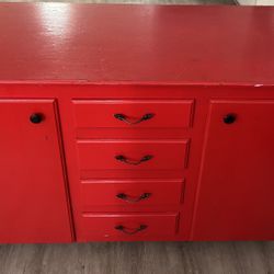 Red Sideboard With Wheel 