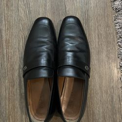 Gucci Black Leather Mens Loafers Interlocking GG 9.5 G / 10.5 US 