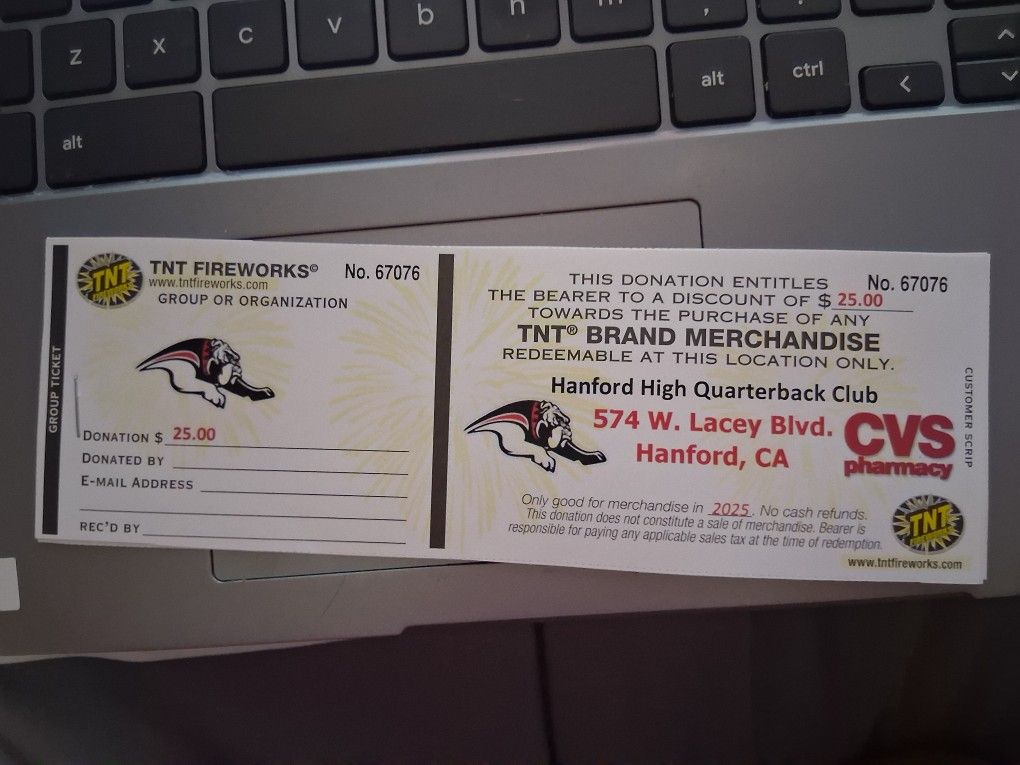 TNT Firework Tickets