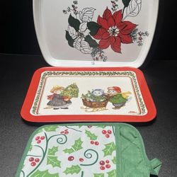 Holiday Bundle Trio Kitchenware / Oven mitten / Tray