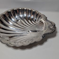 English Silver MFG Co Shell Dish 16in Silverplate Ornate Serving Bowl USA ROCOCO