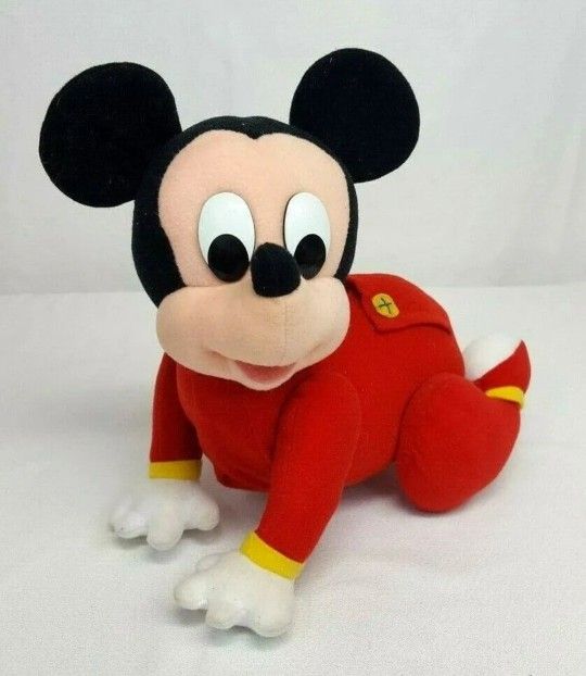 Vintage 1995 Mattel Disney TOUCH N CRAWL BABY MICKEY Mouse Crawling Plush WORKS!!!