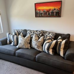 Contemporary Gray Sofa 94 1/2 Inches (used & loved)