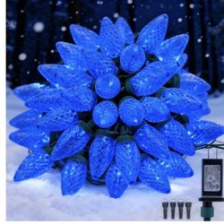 C9 LED  Lights Outdoor,33 Feet 50 LED 8 Lighting Modes Waterproof Connectable Christmas String Lights For Outside Roofline Patio Home