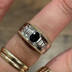 14K White and Yellow Gold Blue Sapphire Ladies’ Ring