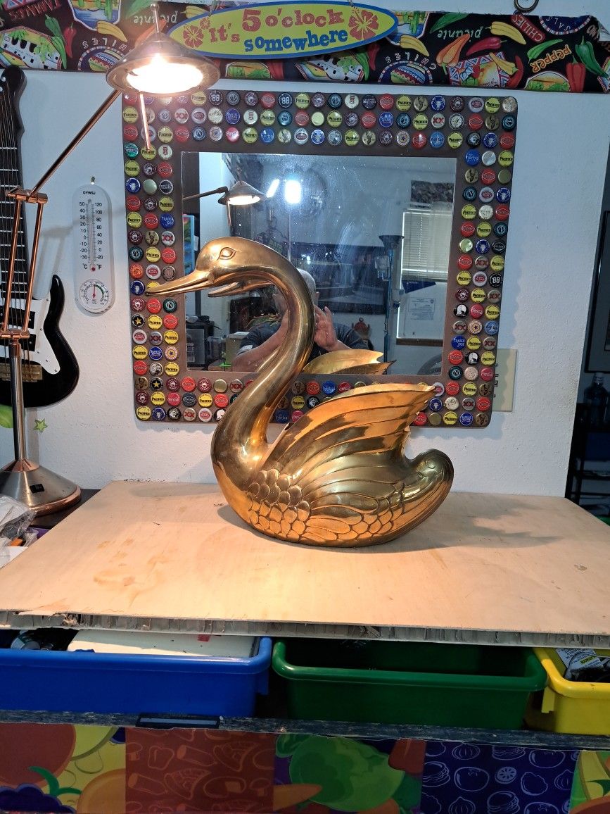 Brass Swan/duck/goose/bird Planter