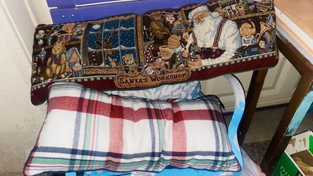 Vintage Decoration Santa’s Workshop Christmas Pillow plus 2 others