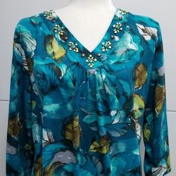 Blue Floral Print Top PL