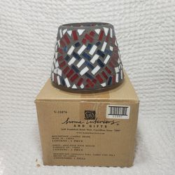 Home interior mosaic Americana candle shade . New open box  measures 4" T X 5 1/4"  W . Smoke free home