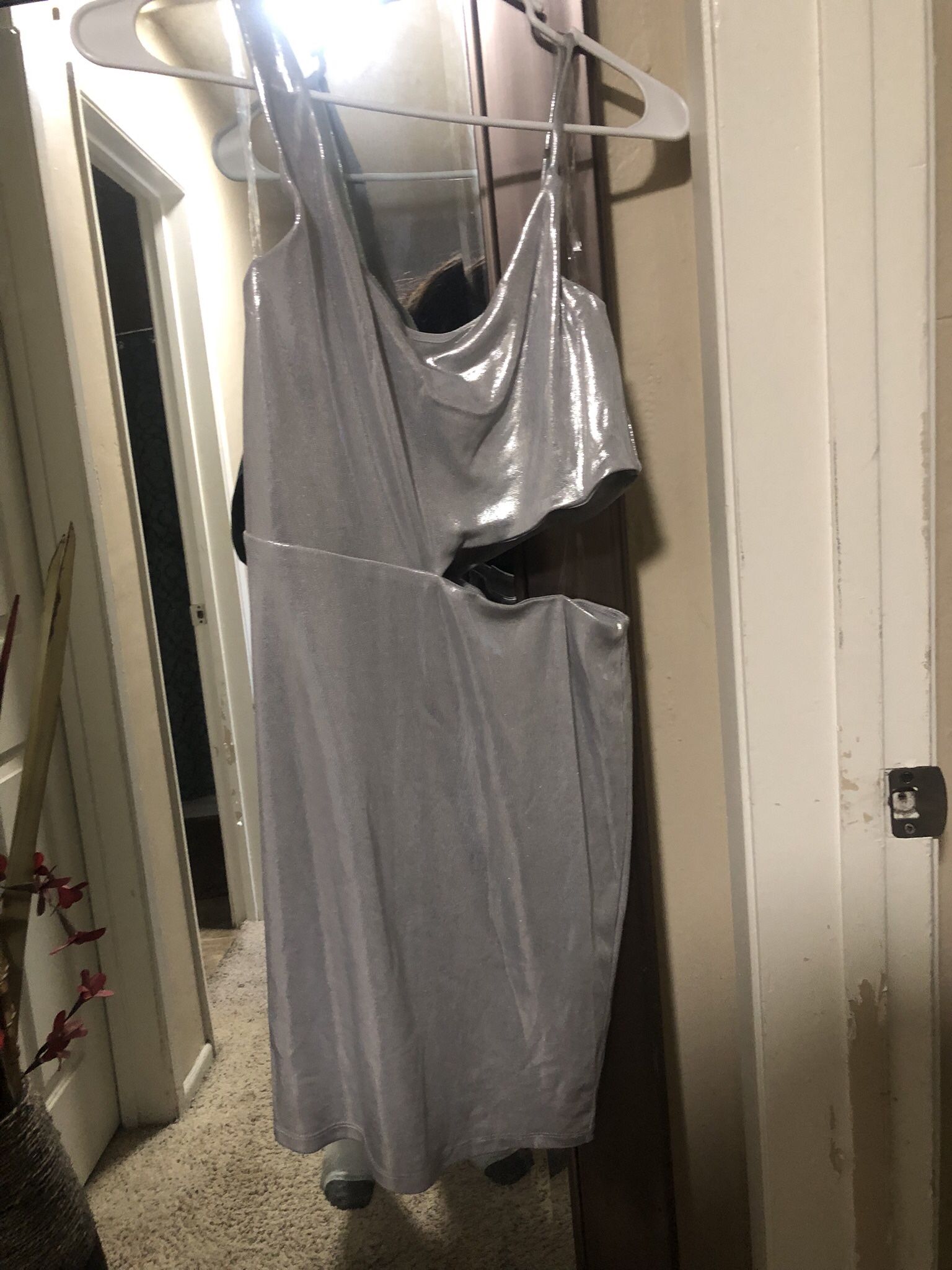 silver dress with slit