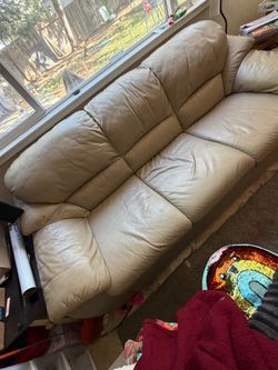 Tan leather couch