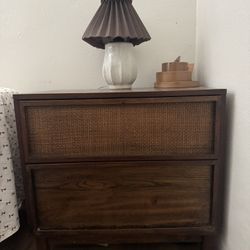 Wood Cane Night Stand