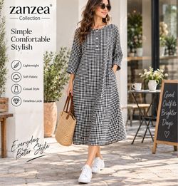 Zanzea Collection Gingham Midi Dress