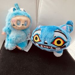 Demon Hunter Tiger, Plushy, And Blue Monster Plushy Together