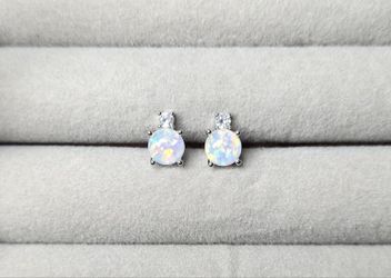 Opal & White Sapphire Earrings 