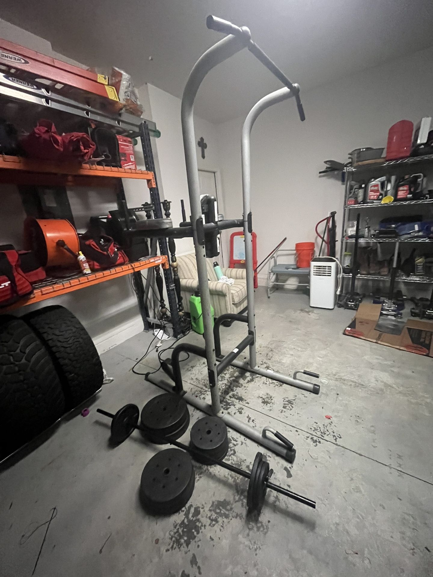 Weights And Pull Up And Dip Bench