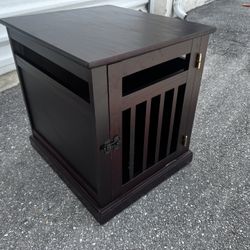 20x23x23in Dark Wooden Pet Composite Dog Cage Crate End Table! Good condition! Some marks that have been touched up. 