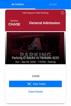 D-backs vs Yankees Parking Pass 9/20