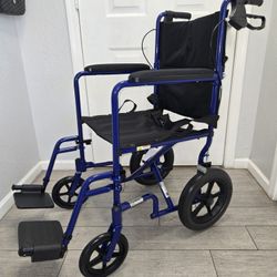 Drive Medical Lightweight Expedition Folding Transport Wheelchair with Hand Brakes 