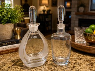 Vintage Crystal Decanters with Original Stoppers – CORBA & Clear Crystal – Excellent Condition