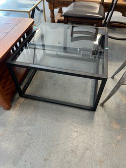 Black metal glass square coffee table (in store)