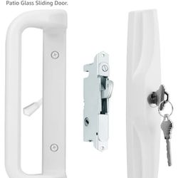 House Guard White Patio Door Handle Set with Cylinder Lock,Suitable for Replacement Sliding Patio Doors Lock 3-15/16”Screw Hole Spacing.Choices That A