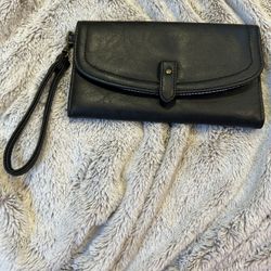 Black Textured Wristlet Wallet